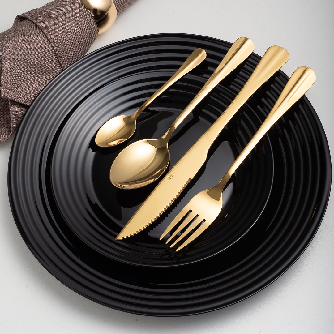 Faqueiro Dourado Aço Inox 24 Peças - Ela Decora