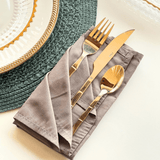 Faqueiro Elegant Estilo Bambu em Aço Inox Champanhe 16 Peças - Ela Decora