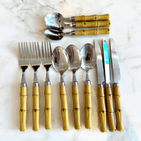 Faqueiro Luxo Bambu em Aço Inox com Cabo de Plástico Natural 24 Peças - Ela Decora