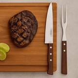 Jogo Trinchante para Churrasco Tradicional Aço Inox e Cabo de Madeira 2 Peças Tramontina