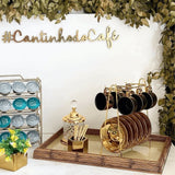 Frase Decorativa #CantinhodoCafe Mdf Dourada - 50 x 9,8 cm - Ela Decora