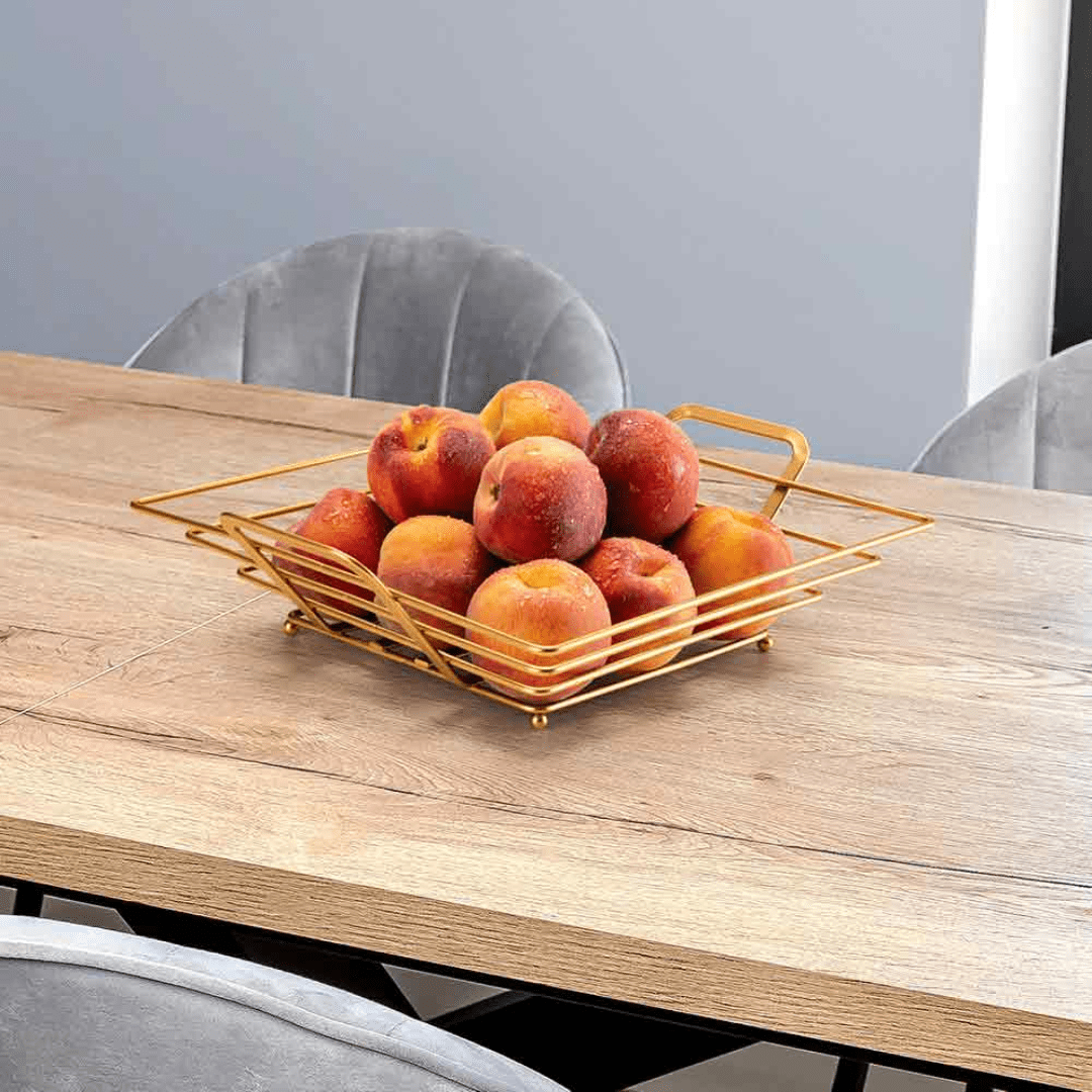 Fruteira de Mesa Quadrada Dourada - Ela Decora