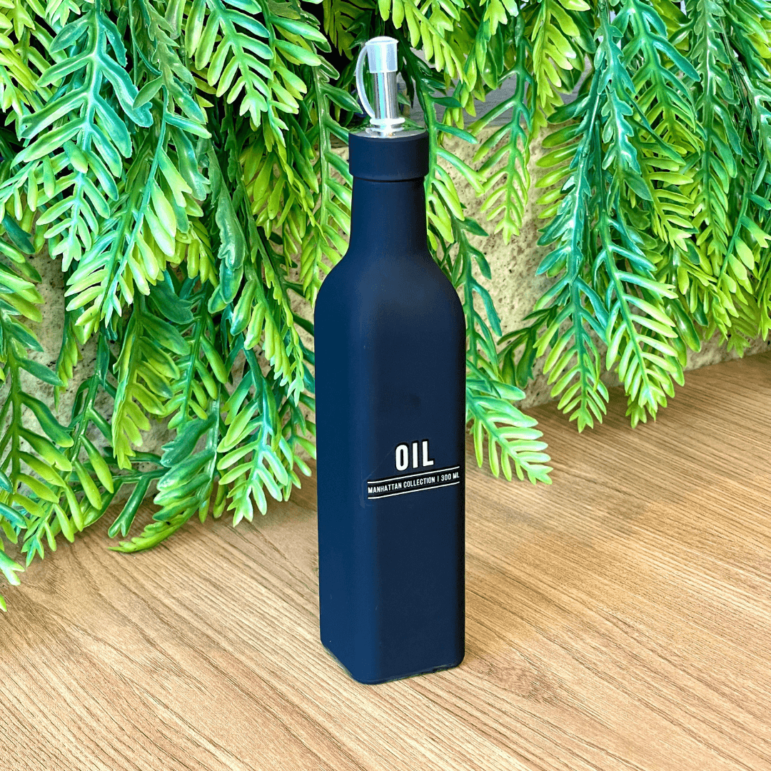 Galheteiro para Azeite de Vidro Manhattan Preto 300ml - Ela Decora
