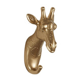 Gancho de Parede Girafa em Resina Fixação Parafuso Dourado 14cm - Ela Decora