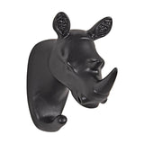 Gancho de Parede Rinoceronte em Resina Fixação Parafuso Preto 10cm - Ela Decora
