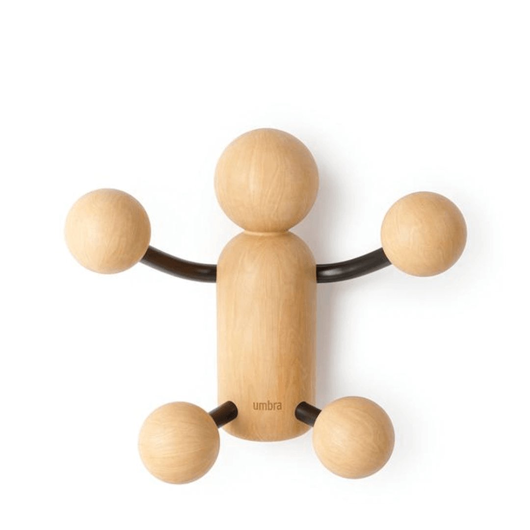 Gancho de Parede Woody Madeira Clara Natural 4 Pontos Umbra - Ela Decora