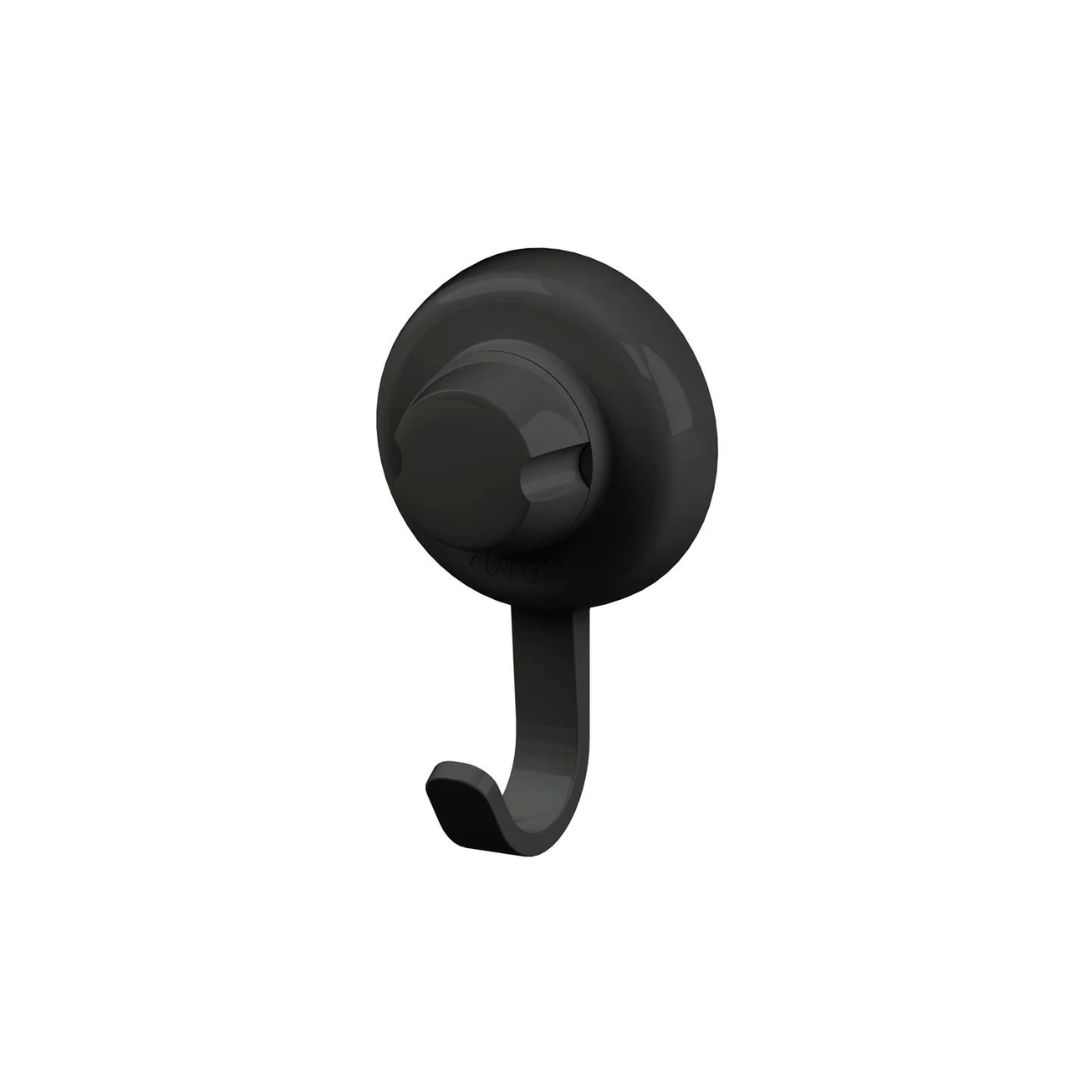 Gancho Multiuso em Plástico com Ventosa Preto - Ela Decora