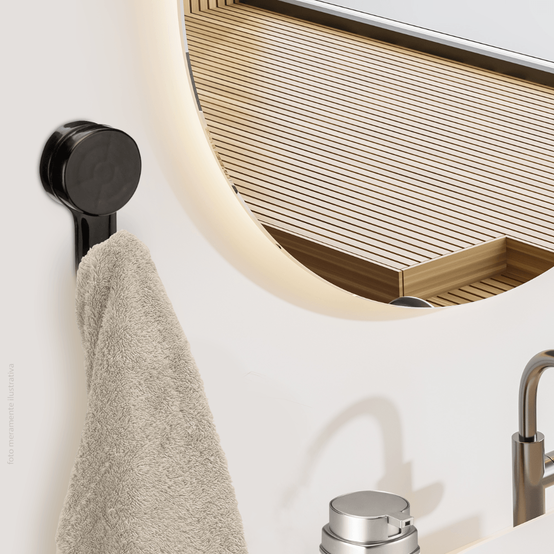 Gancho Unitário Plástico Dupla Face 3M Preto - Ela Decora