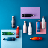 garrafas de agua colorida em aço inox contra vazamentos e rachaduras