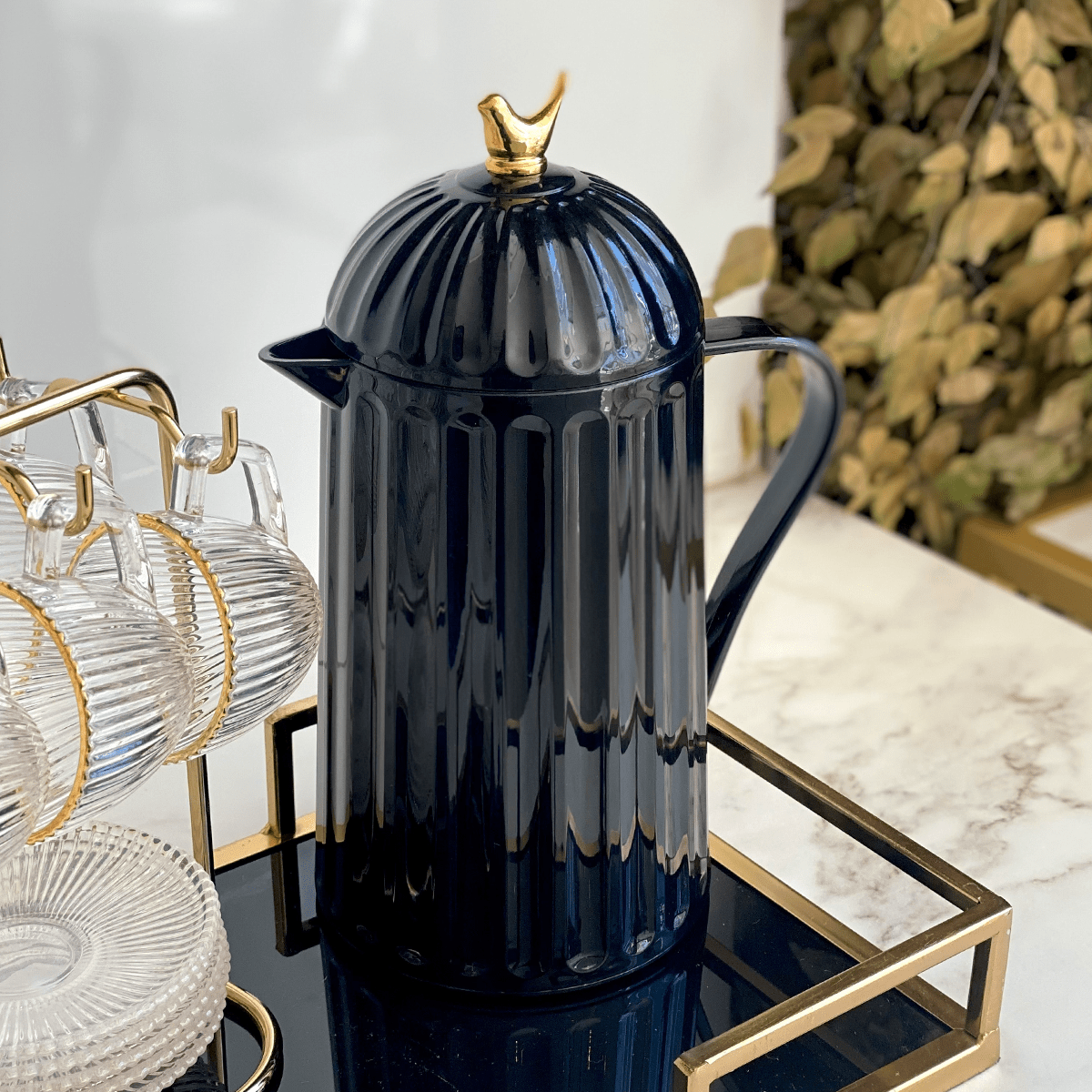 Garrafa Térmica de Plástico Bird Preta 600ml - Ela Decora