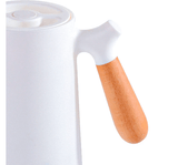 Garrafa Térmica Nórdica com Cabo de Madeira Branco - Ela Decora