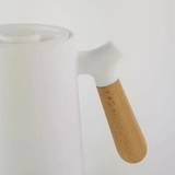 Garrafa Térmica Nórdica com Cabo de Madeira Branco - Ela Decora