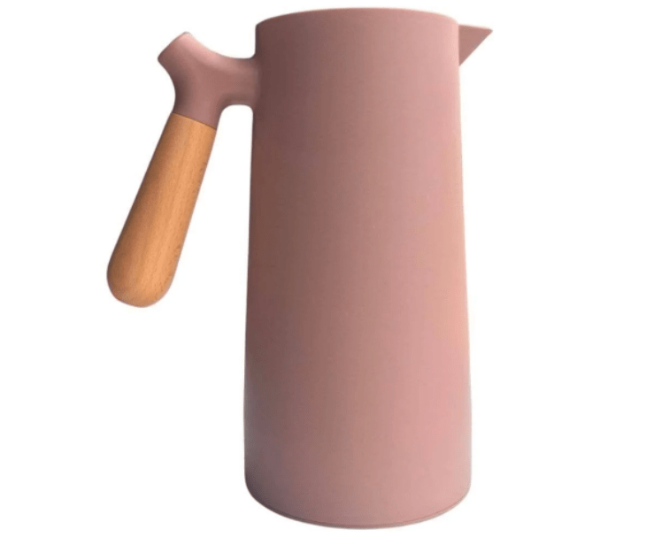 Garrafa Térmica Nórdica com Cabo de Madeira Rose - Ela Decora