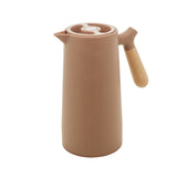 Garrafa Térmica Nórdica em Plástico com Cabo de Madeira Nude 1 Litro - Ela Decora