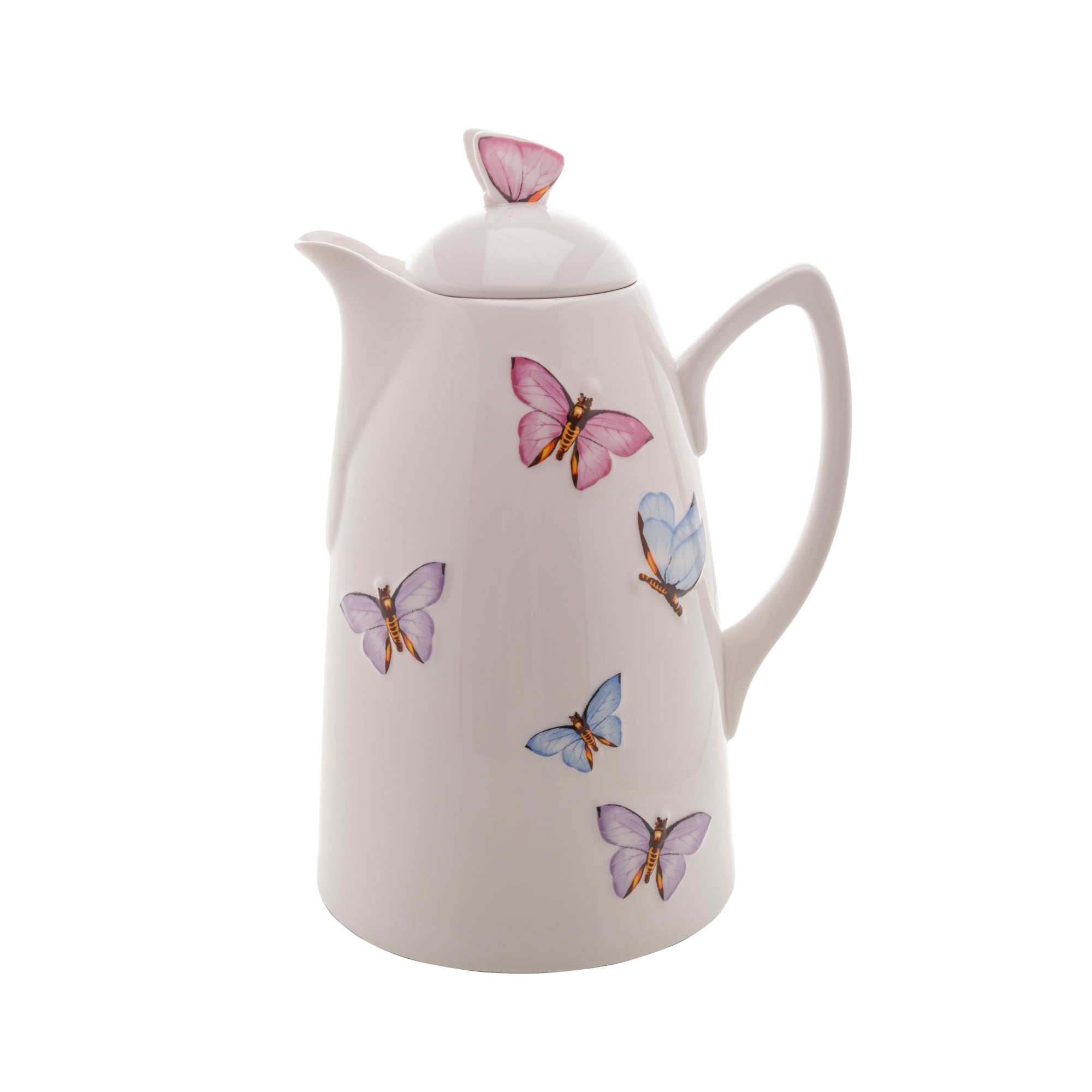 Garrafa Térmica Porcelana Borboletas Branca 900ml - Ela Decora