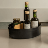 Organizador Giratório Lume com Divisória de Bambu Preto 25,5cm