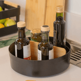 Organizador Giratório Lume com Divisória de Bambu Preto 25,5cm