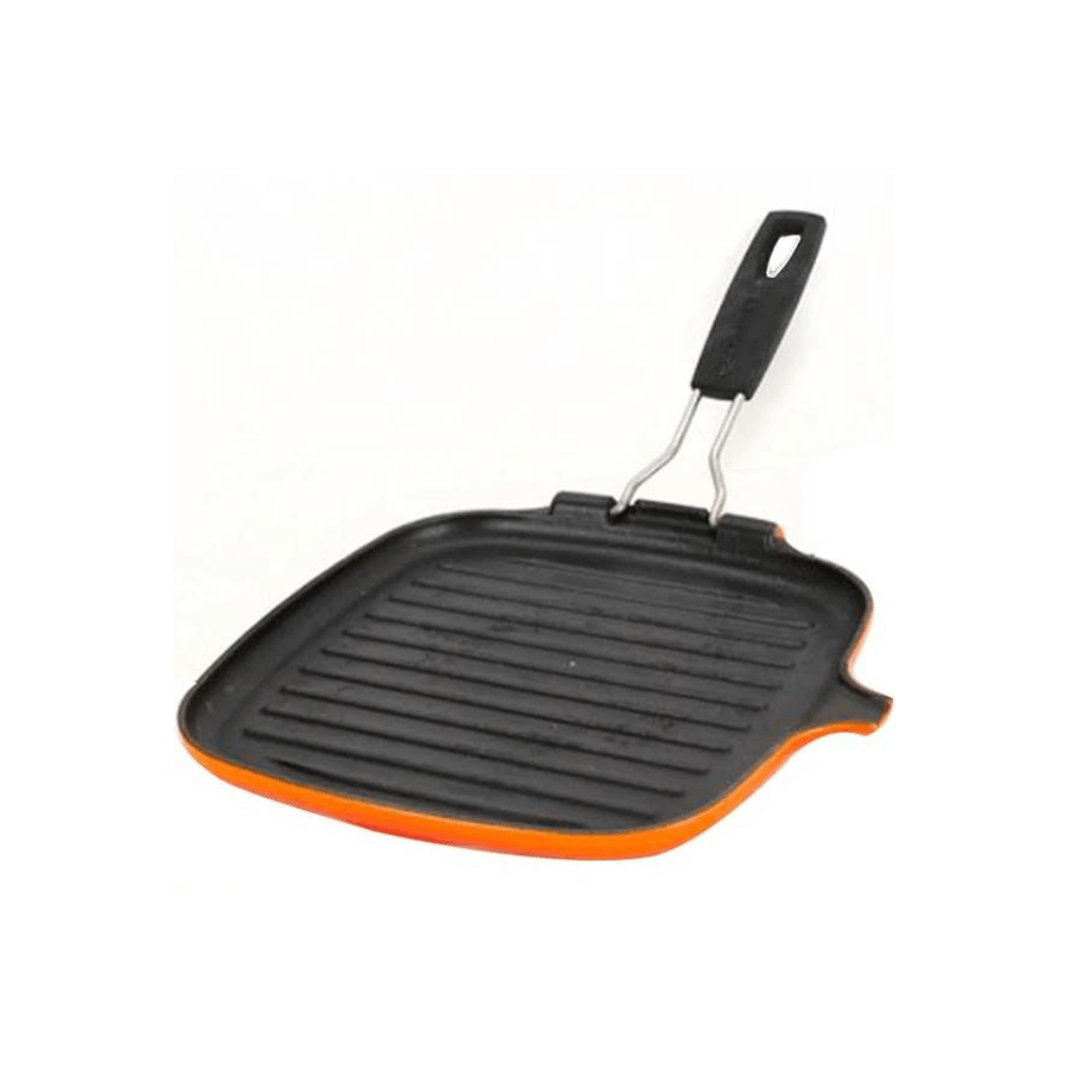 Grelha Quadrada com Alça Removivel Laranja Le Creuset - Ela Decora