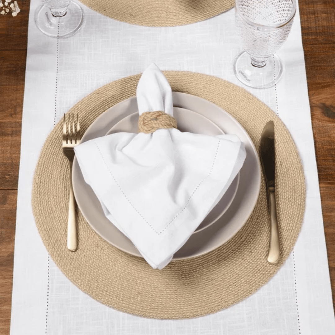 Guardanapo Avulso Coloratta Ponto Ajour com Franjas Branco 50cm - Ela Decora