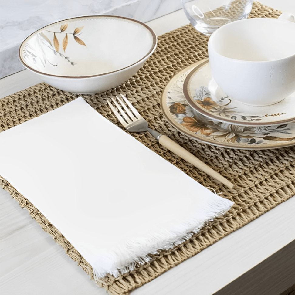 Guardanapo com Franja Coloratta Branco 45cm x 45cm - Ela Decora