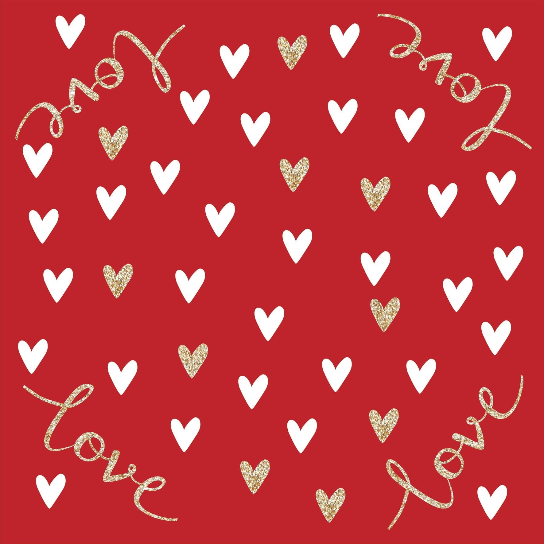 Guardanapo de Algodão Micro Estampado Love Vermelho 45cm - Ela Decora