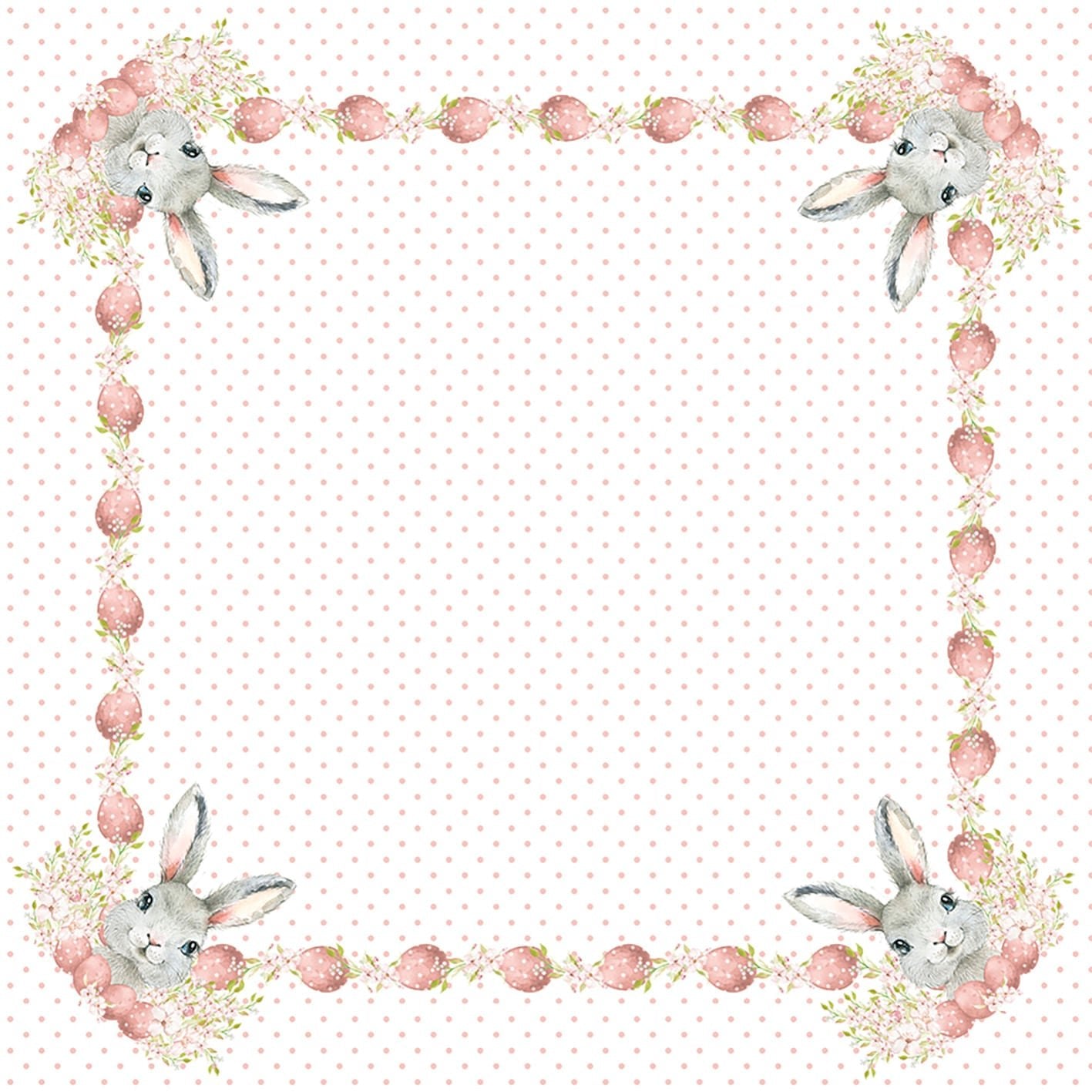 Guardanapo Estampado Ovos Páscoa Coelho 45cm - Ela Decora