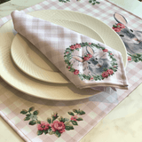 Guardanapo Estampado Páscoa Coelho Xadrez Rosa 45x45cm - Ela Decora