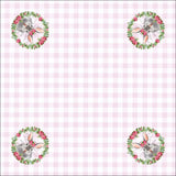 Guardanapo Estampado Páscoa Coelho Xadrez Rosa 45x45cm - Ela Decora