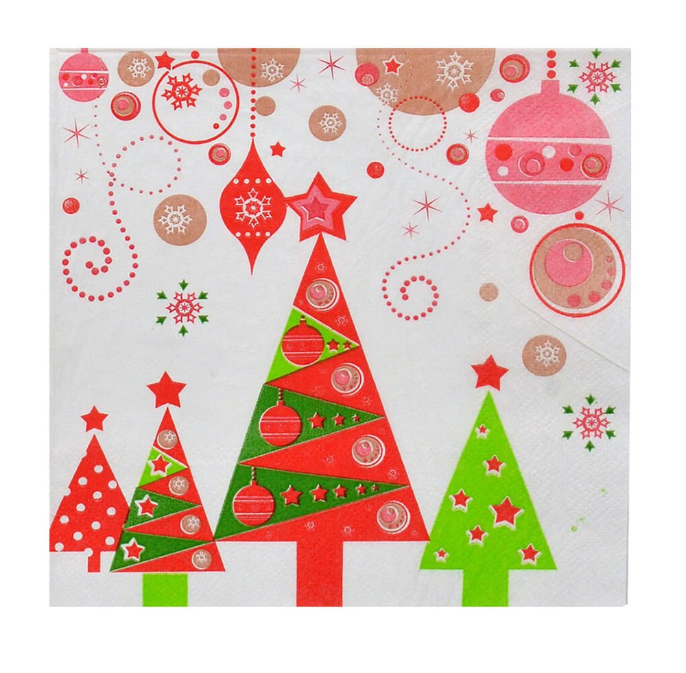 Guardanapos de Papel Árvores e Bolas de Natal 20 Folhas 33cm - Ela Decora