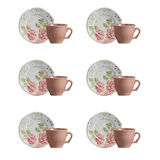 Jogo 6 Xicaras de Café com Pires Jardim Encantado 100ml