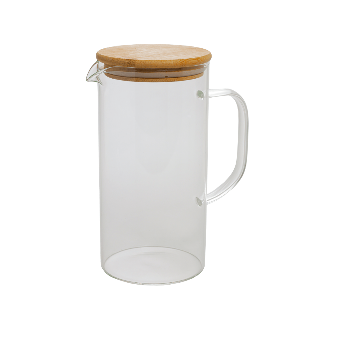 Jarra de Vidro com Tampa de Bambu 1,3 Litros - Ela Decora