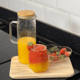 Jarra de Vidro com Tampa de Bambu Doppio 1,2L - Ela Decora