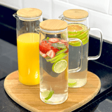 Jarra de Vidro com Tampa de Bambu Doppio 1,2L - Ela Decora