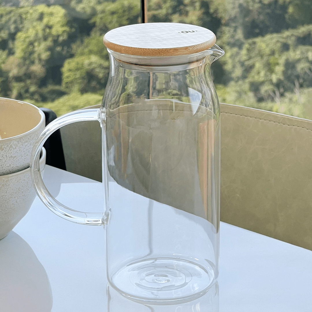 Jarra de Vidro Sense com Tampa de Bambu 1,15 Litros - Ela Decora