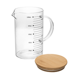 Jarra Medidora em Vidro com Tampa de Bambu 1 Litro - Ela Decora