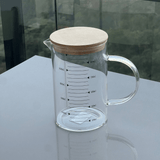 Jarra Medidora em Vidro com Tampa de Bambu 1 Litro - Ela Decora
