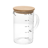 Jarra Medidora em Vidro com Tampa de Bambu 1 Litro - Ela Decora