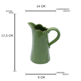 Jarro de Cerâmica Leaf Folha de Banana Verde 17,5cm - Ela Decora