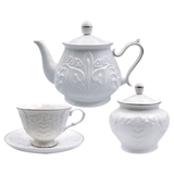 Jogo 14 Peças para Chá Scarlet New Bone Branco e Dourado - Ela Decora