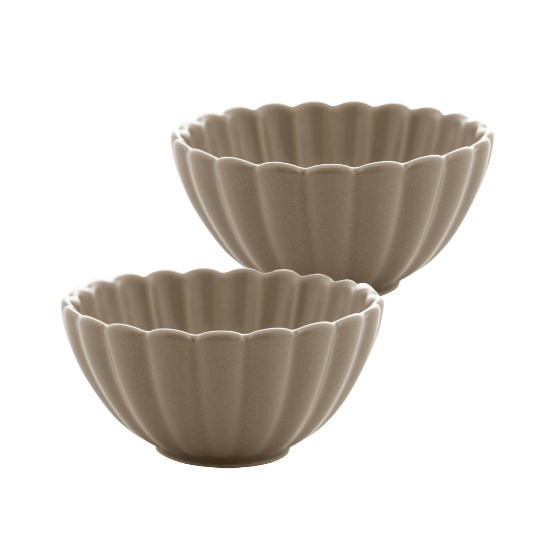 Jogo 2 Bowls em Porcelana Petala Areia Matt 12cm - Ela Decora