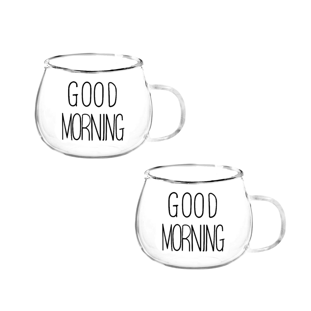 Jogo 2 Canecas Coffee Time Vidro Borossilicato 380ml - Ela Decora