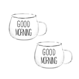 Jogo 2 Canecas Coffee Time Vidro Borossilicato 380ml - Ela Decora