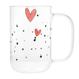 Jogo 2 Canecas de Vidro Coração Heart 280ml - Ela Decora