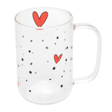Jogo 2 Canecas de Vidro Coração Heart 280ml - Ela Decora