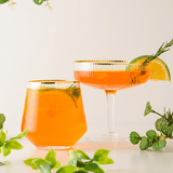 Jogo 2 Copos Baixos de Vidro com Borda Dourada 330ml - Ela Decora