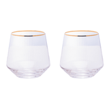 Jogo 2 Copos Baixos de Vidro com Borda Dourada 330ml - Ela Decora