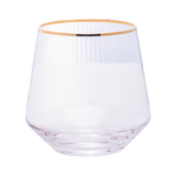 Jogo 2 Copos Baixos de Vidro com Borda Dourada 330ml - Ela Decora