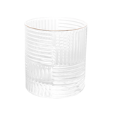 Jogo 2 Copos Baixos Whisky Chess de Vidro com Borda Dourada 320ml - Ela Decora