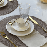 Jogo 2 Copos Vidro Martelado Borda Dourada Fio de Ouro 300ml - 2 Peças - Ela Decora