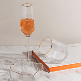 Jogo 2 Taças para Champanhe em Cristal de Chumbo com Borda Dourada 300ml - Ela Decora